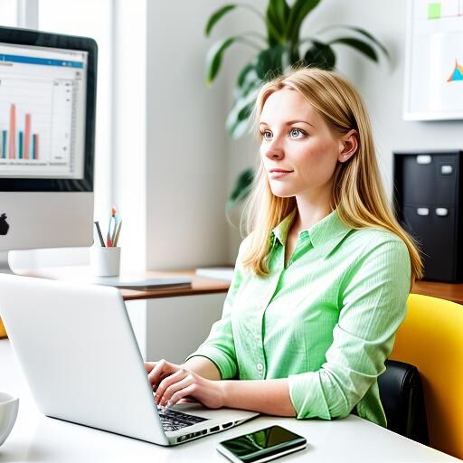 Female office employee at a computer.
